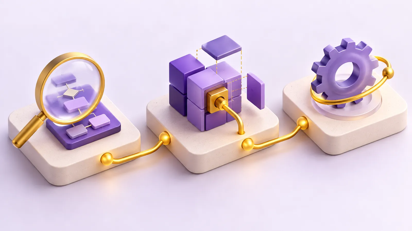 Três plataformas conectadas representam diagnóstico, implantação e operação de IA.