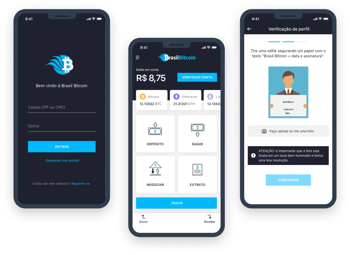 Telas do projeto Brasil Bitcoin