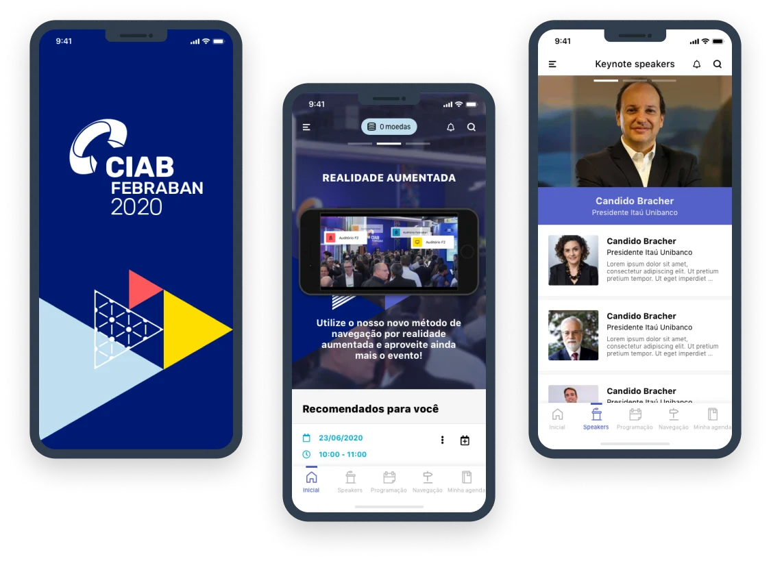 Telas do aplicativo CIAB FEBRABAN