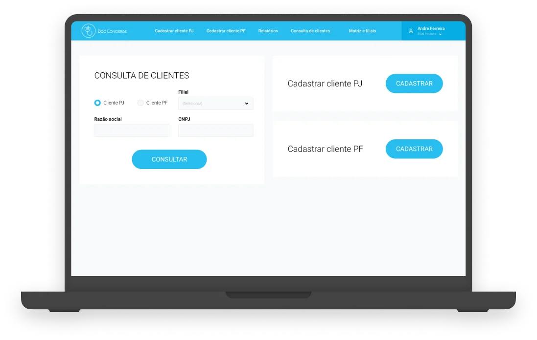 Telas do projeto Doc Concierge