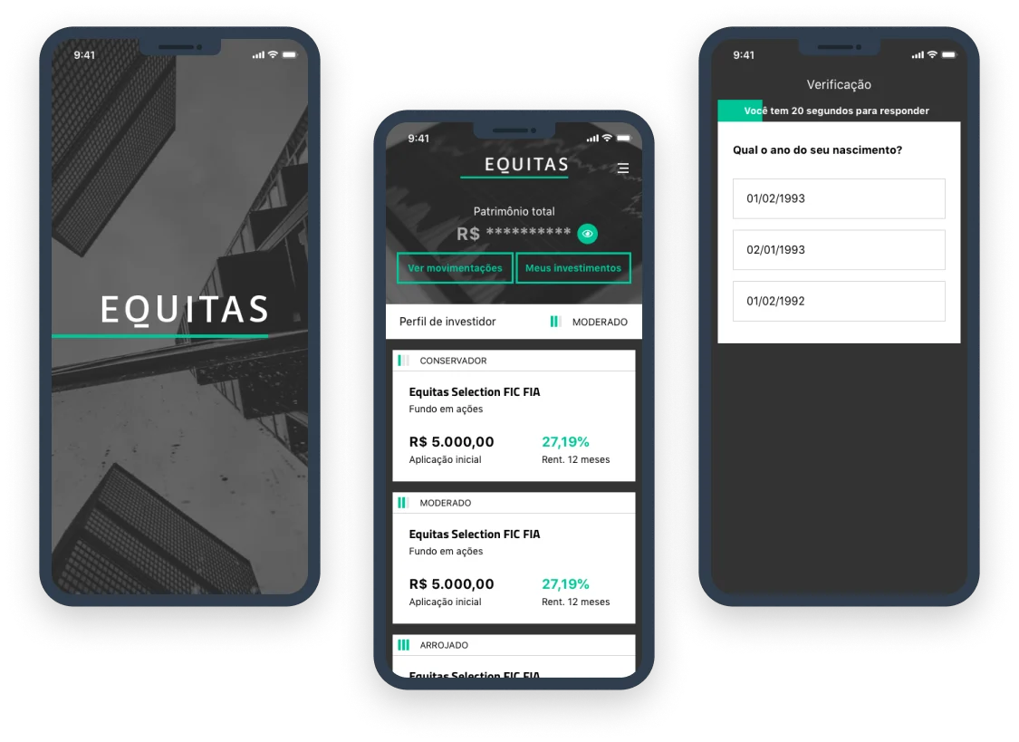Telas do projeto Equitas