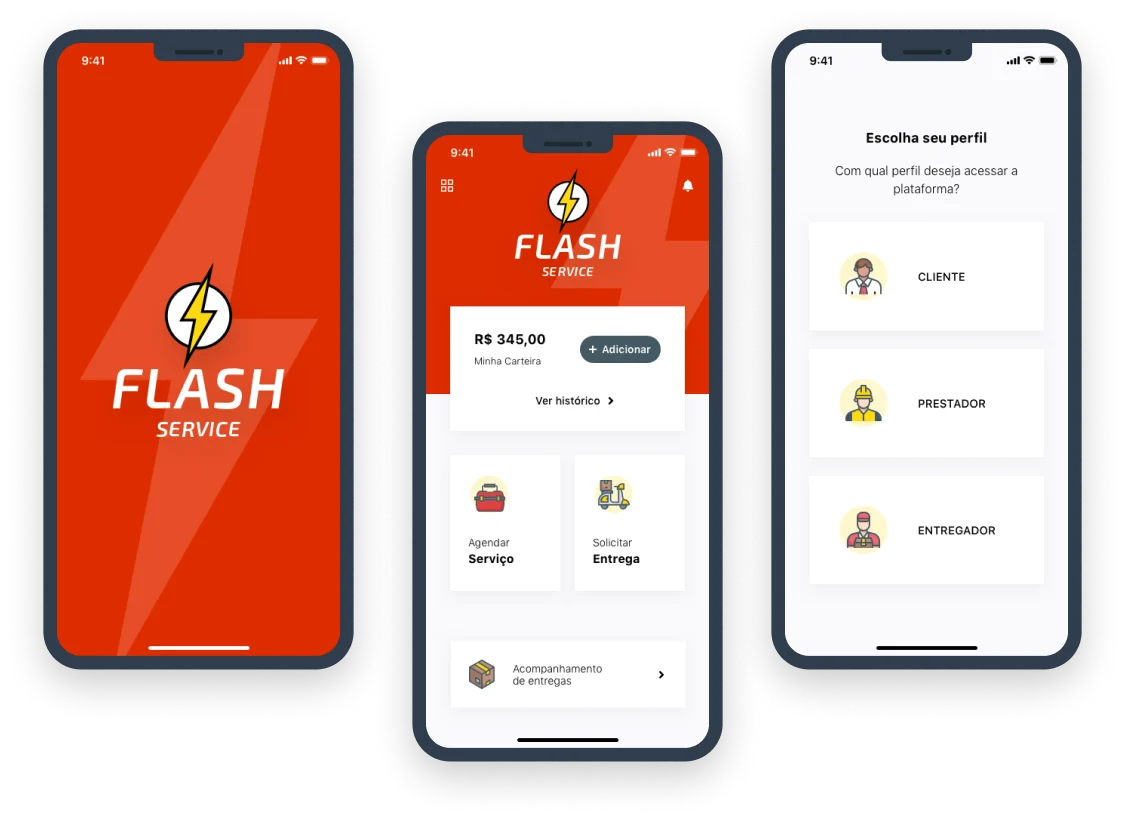 Telas do projeto Flash Service