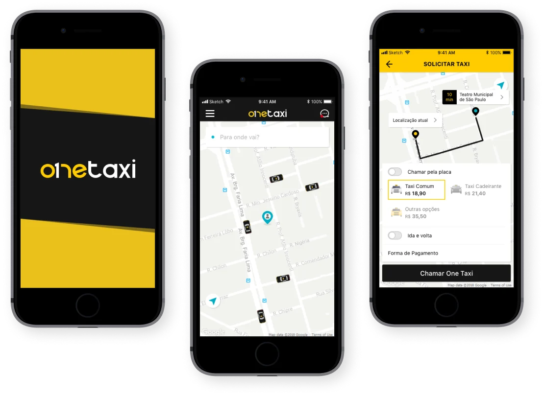 Telas do projeto Onetaxi